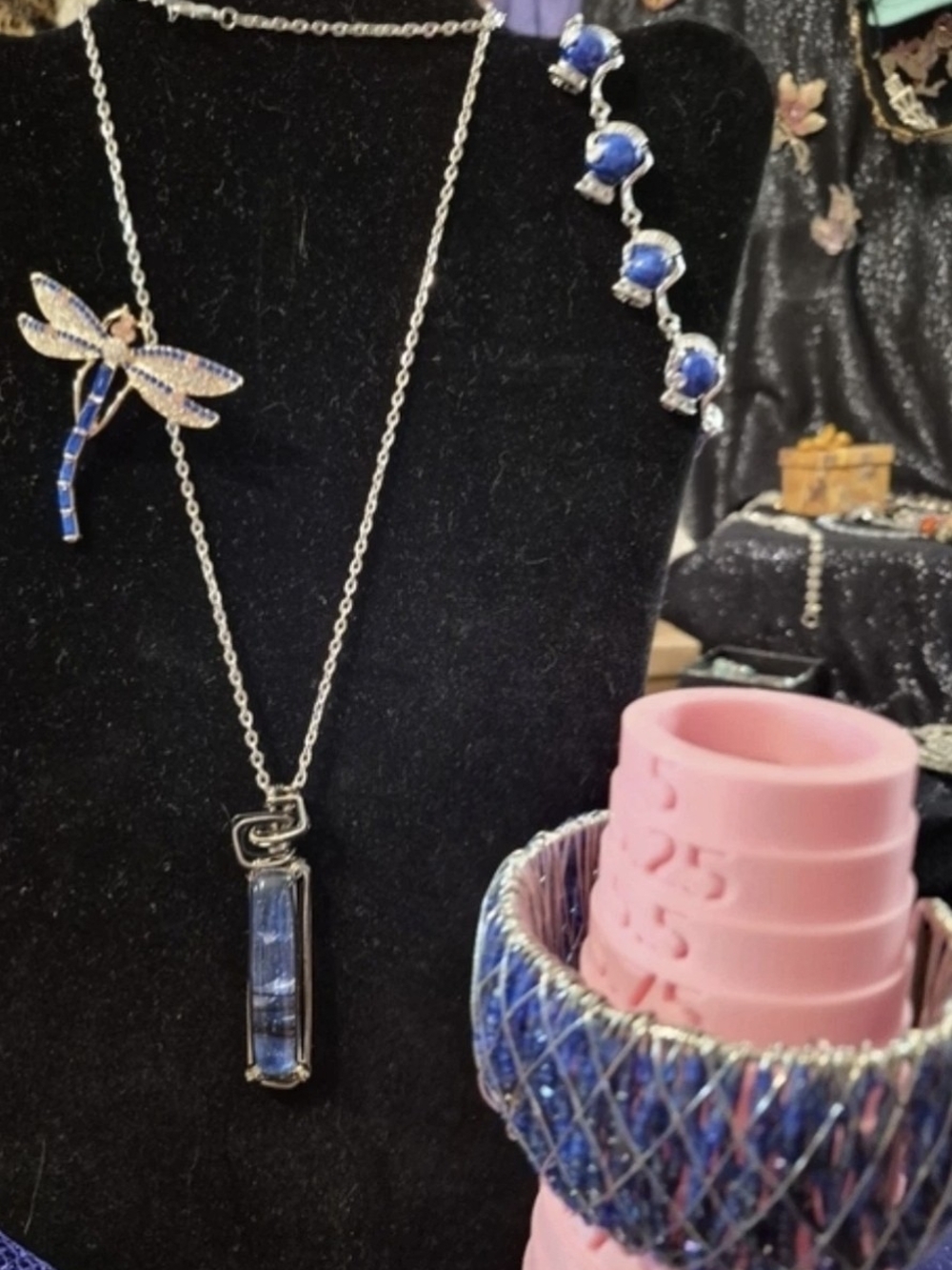 Artisan Blue Nature 4 pc jewelry set. Necklace,  brooch,  and 2 bracelets